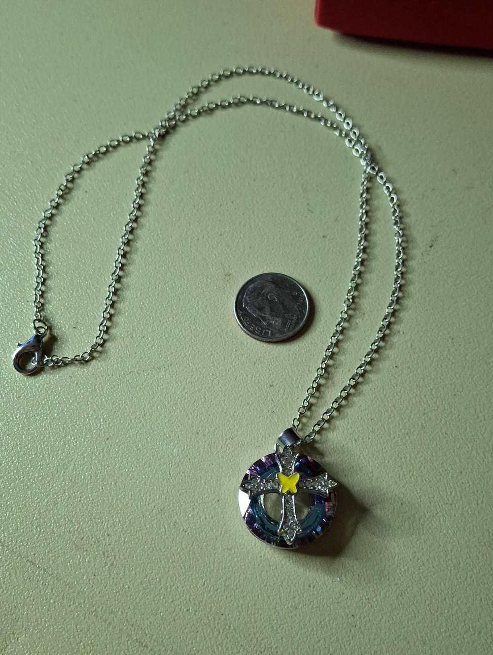 Cross Necklace Silver Tone New